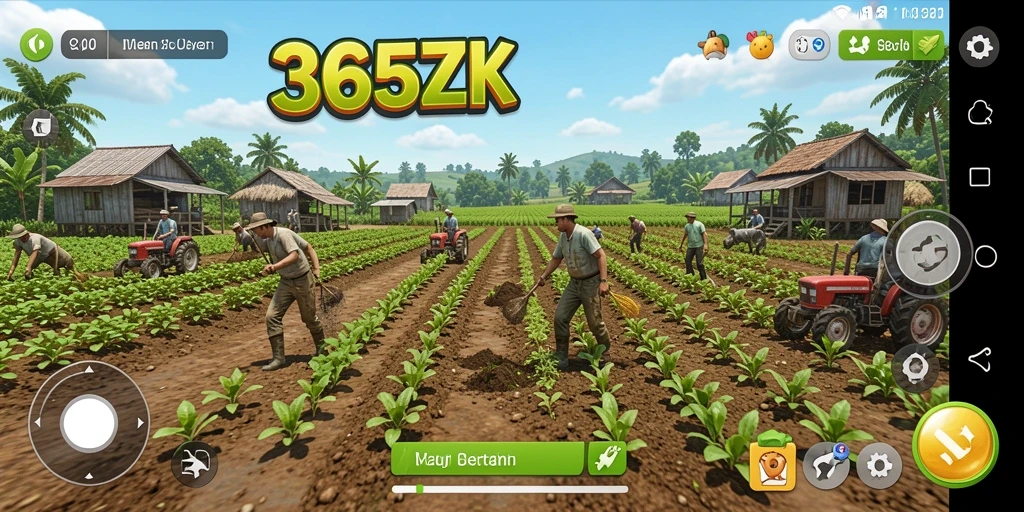 Screenshot utama 365ZK menampilkan gameplay pertanian yang menarik.