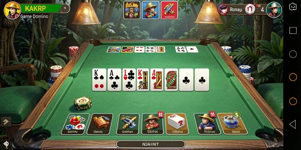 Screenshot utama KAKRP menampilkan gameplay seru Domino.