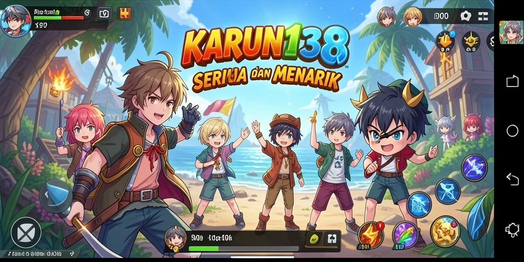 Screenshot gameplay KARUN138 yang menampilkan pertarungan karakter Anime.