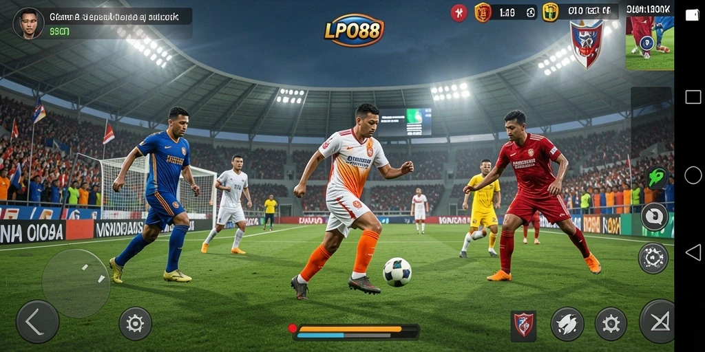 Tampilan gameplay LPO88 yang menarik dengan aksi sepak bola seru.