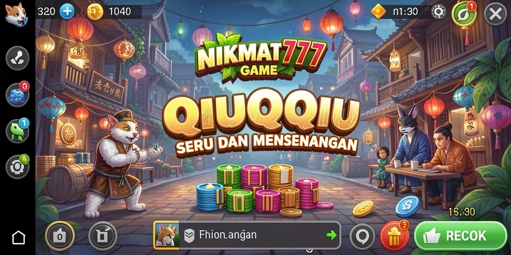Screenshot utama yang menunjukkan gameplay QiuQiu NIKMAT777 yang seru.