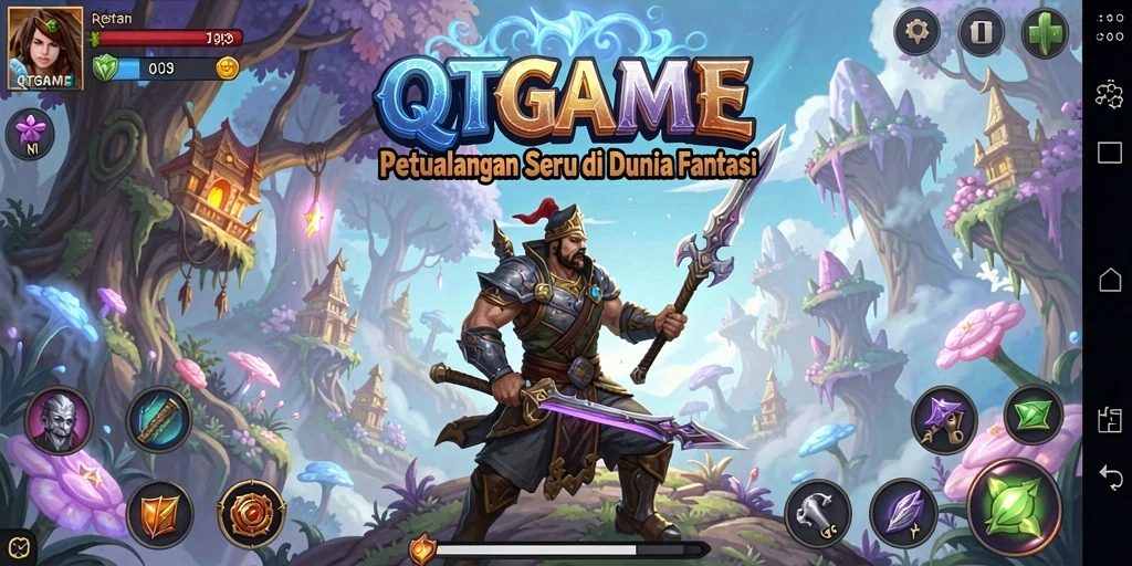 Tangkapan layar gameplay QTGAME menunjukkan petualangan menakjubkan di dunia fantasi.