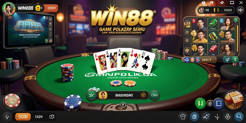 Tampilan gameplay Poker yang mendebarkan di WIN88.
